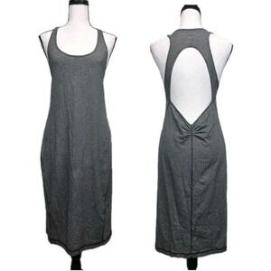 Lululemon Go For It Open Back Dress Women's Small Micro Stripe Black White 3247